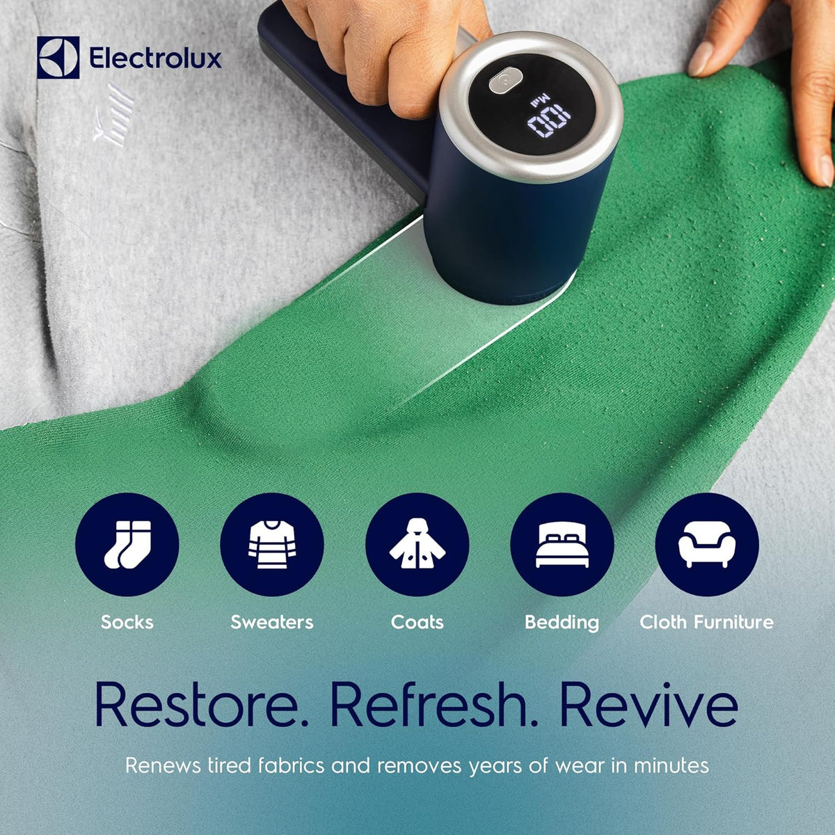 Electrolux Rechargeable Fabric Shaver | 3-Speed Lint Remover for Clothes & Furniture | Eliminates