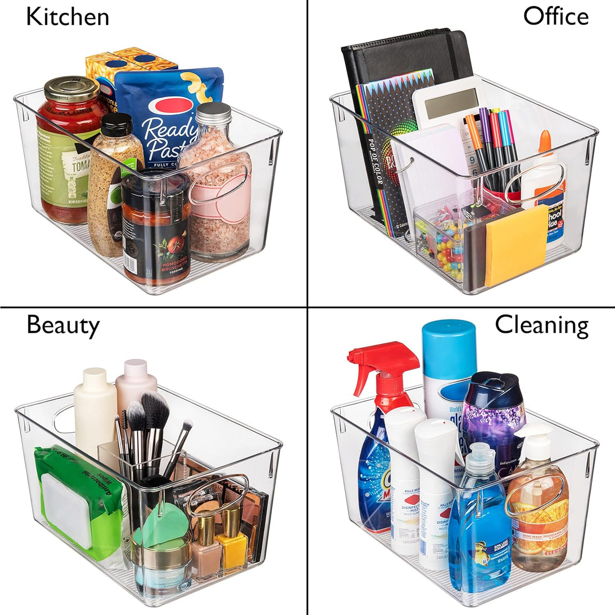 ClearSpace Plastic Storage Bins With lids, 4 Pack – Perfect Pantry Organization and Storage