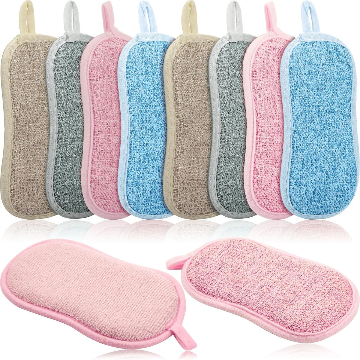 Boao 10 Pieces Multipurpose Kitchen Scrub Sponges, Non-Scratch Microfiber Scrub Sponges for Kitchen