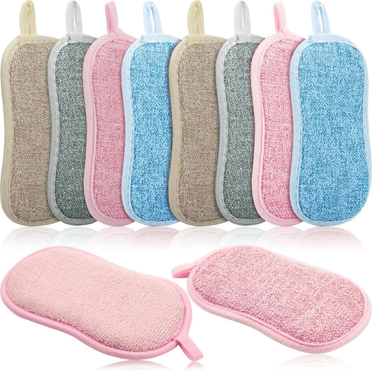 Boao 10 Pieces Multipurpose Kitchen Scrub Sponges, Non-Scratch Microfiber Scrub Sponges for Kitchen