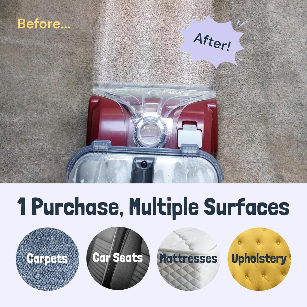 Sunny & Honey Carpet Cleaner Solution - 32 Fl Oz, Light Lavender - Deep Stain Remover & Odor