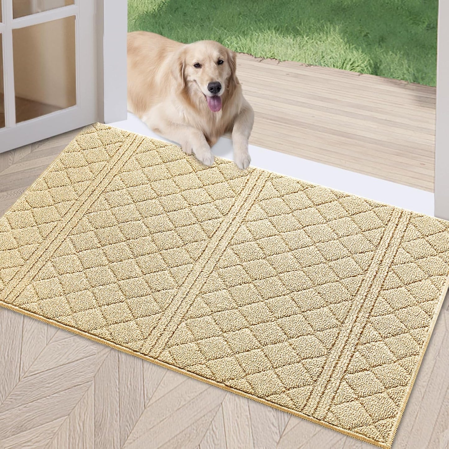 REFETONE Indoor Doormat, Front Back Door Mat 20"x32" Absorbent Rubber Backing Non Slip Door Mats
