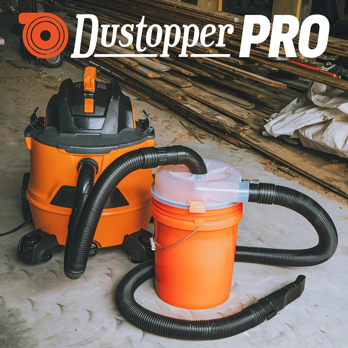The Dustopper PRO, Low-Profile Dust Separator for Shop Wet/Dry Vacuums. Includes High-Flow 90