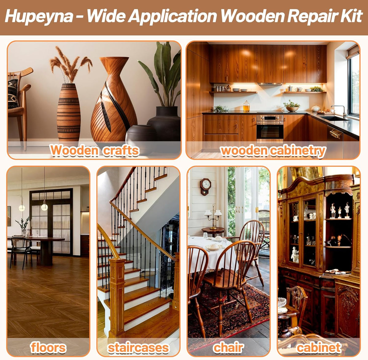 Wood Repair Kit, Wood Furniture Repair Kit, Wood Filler, Wood Putty and Beeswax- Repair Stains