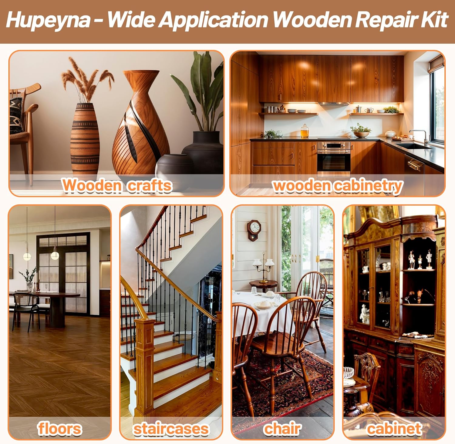 Wood Repair Kit, Wood Furniture Repair Kit, Wood Filler, Wood Putty and Beeswax- Repair Stains