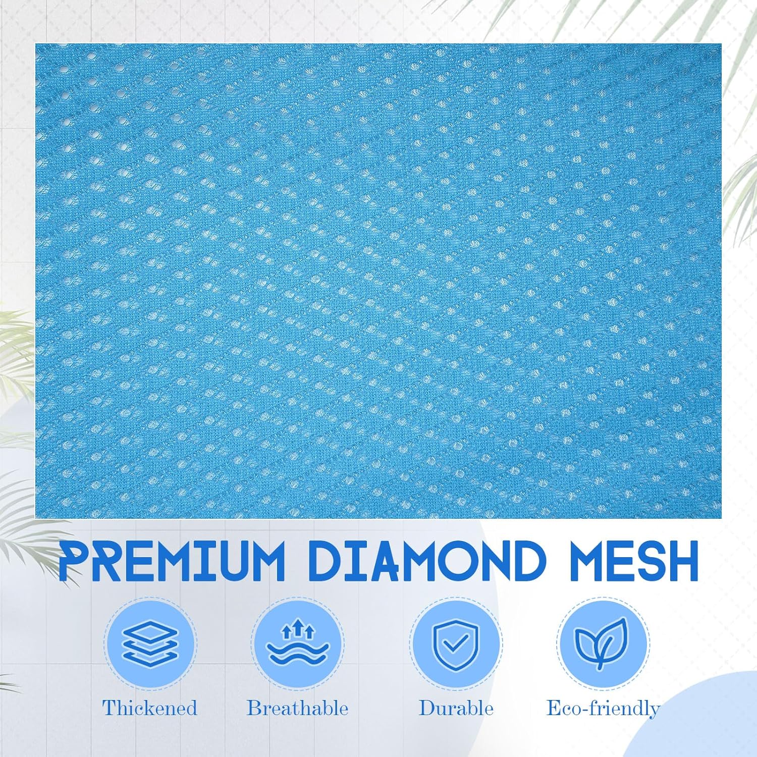 6 Pack 20 x 17 Inches Blue Mesh Laundry Bag with Handles Machine Washable Secure Drawstring Closure