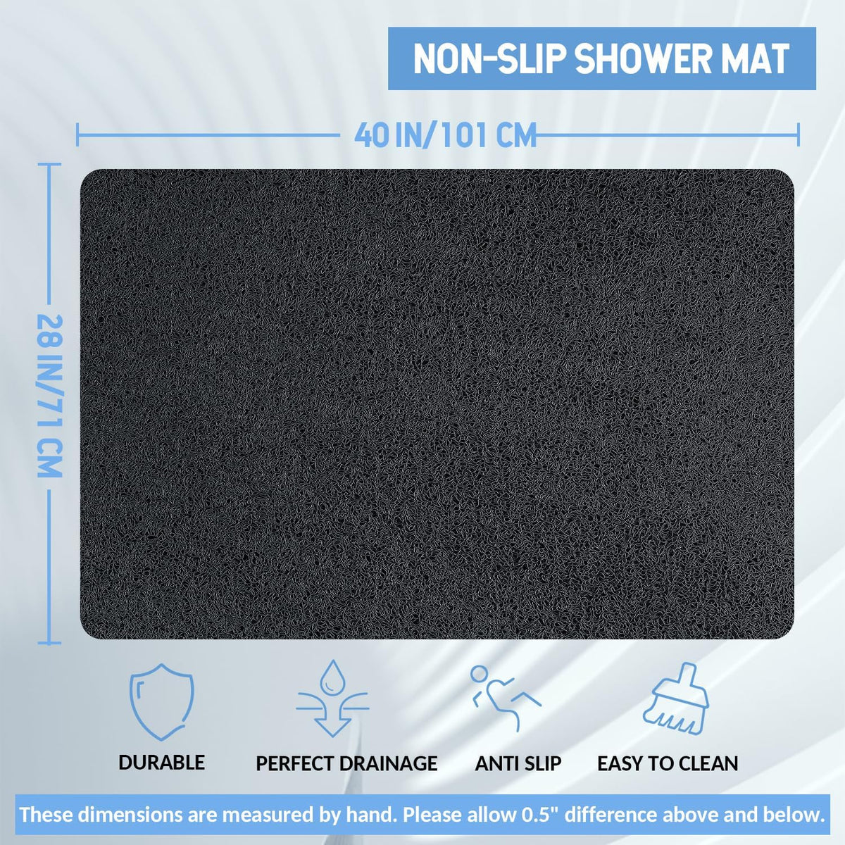 Non-Slip Bathtub Mat, Anti Slip Shower Mat, Fast Drying Bathtub Mats, Foot Scrubber Mat, Anti Slip
