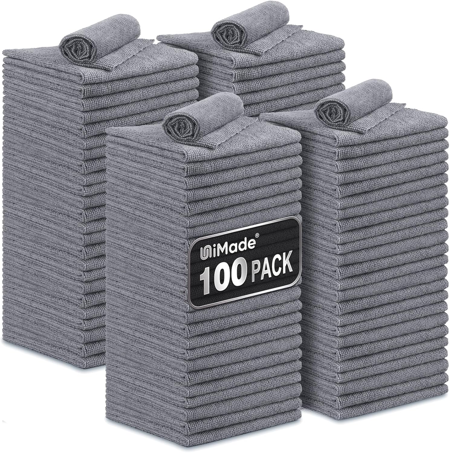 Microfiber Cleaning Cloth, 100 Pack Microfiber Towels for Cars Commercial Grade Work Rags Bulk