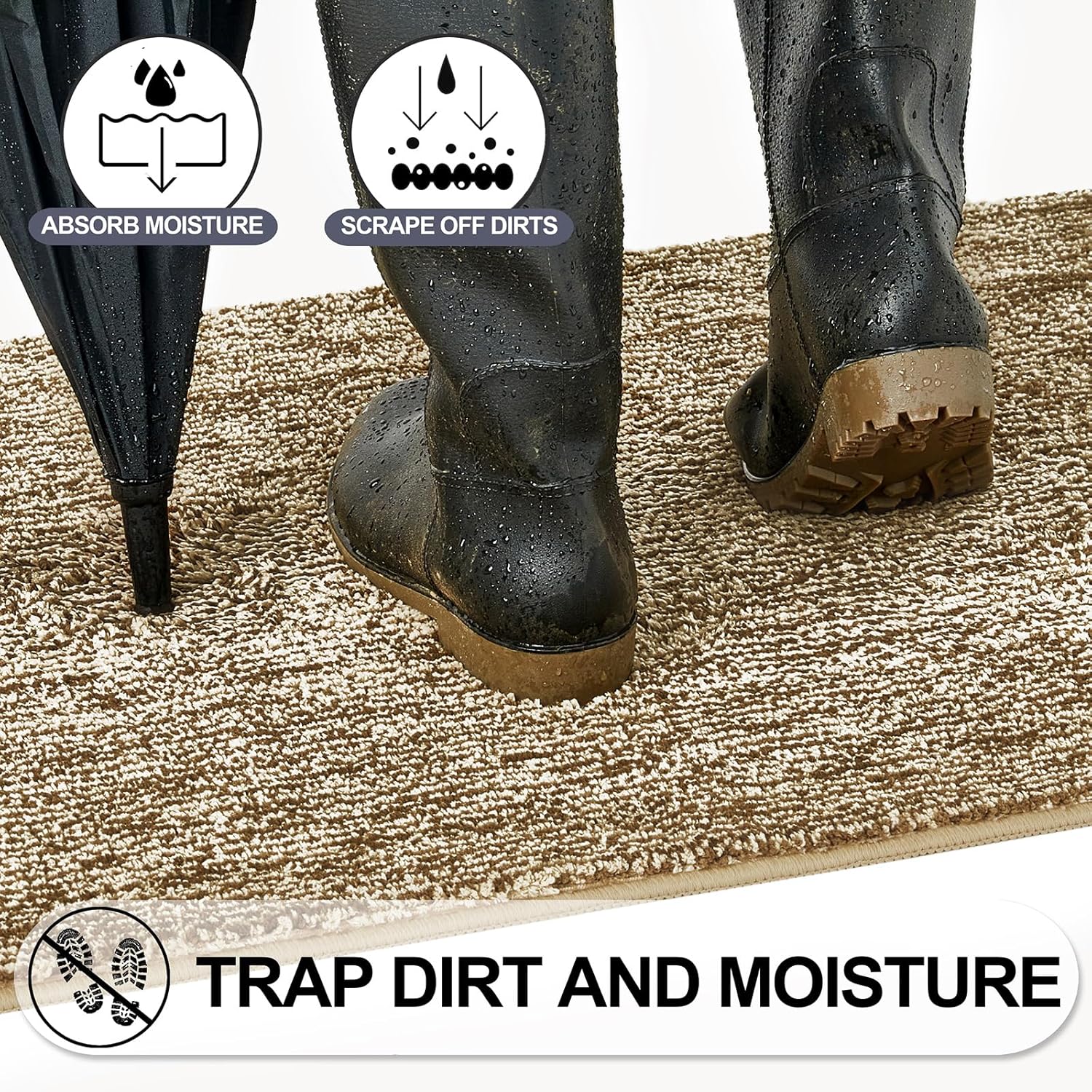 REFETONE Indoor Doormat, Front Door Mat 24"x36" Absorbent Rubber Backing Non Slip Back Door Mats