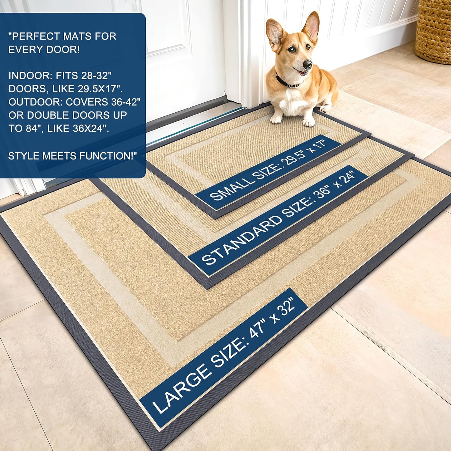 OLANLY Front Door Mat Indoor Outdoor Entrance, Waterproof All-Season, All-Weather Doormat, Sturdy