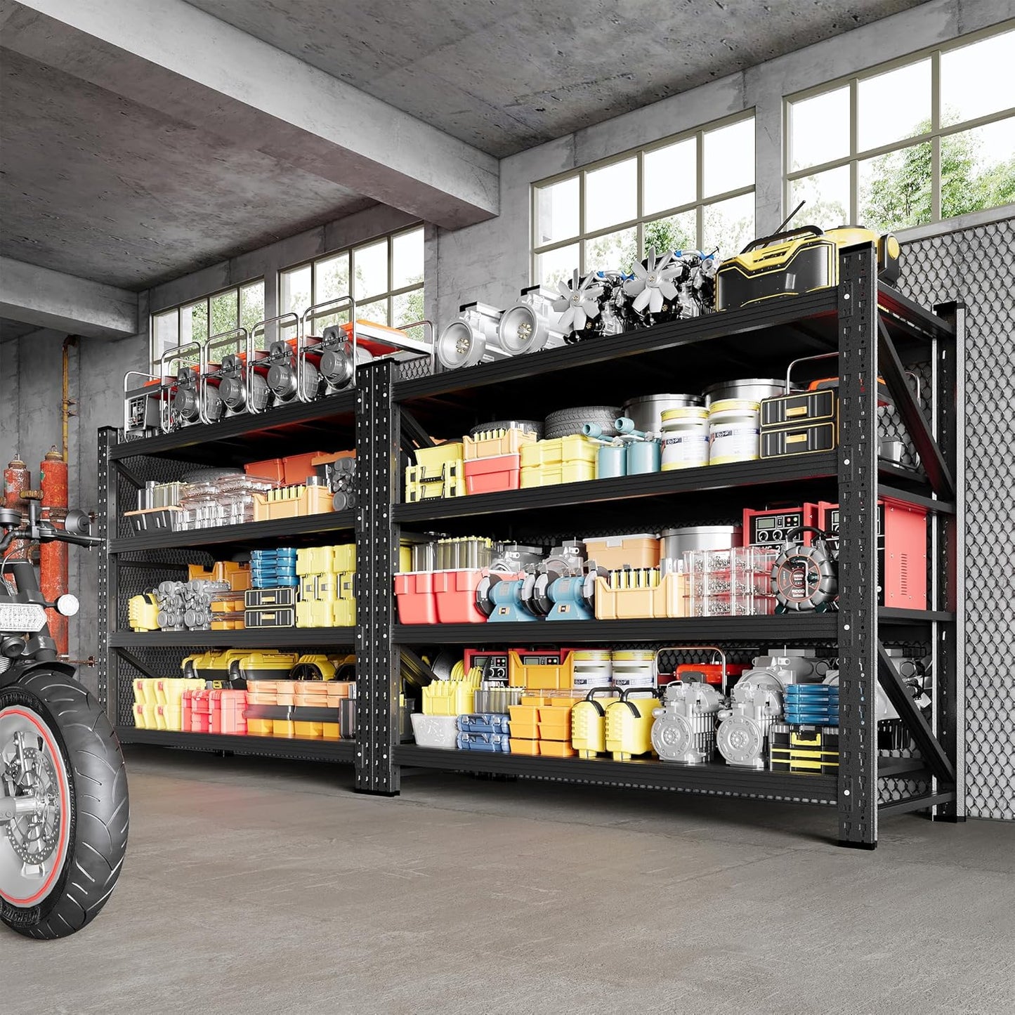 3000LBS Storage Shelves, 48" W Heavy Duty Garage Shelving Unit, Adjustable Industrial Shelving, 4