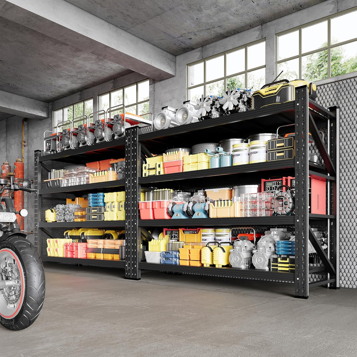 3000LBS Storage Shelves, 48" W Heavy Duty Garage Shelving Unit, Adjustable Industrial Shelving, 4