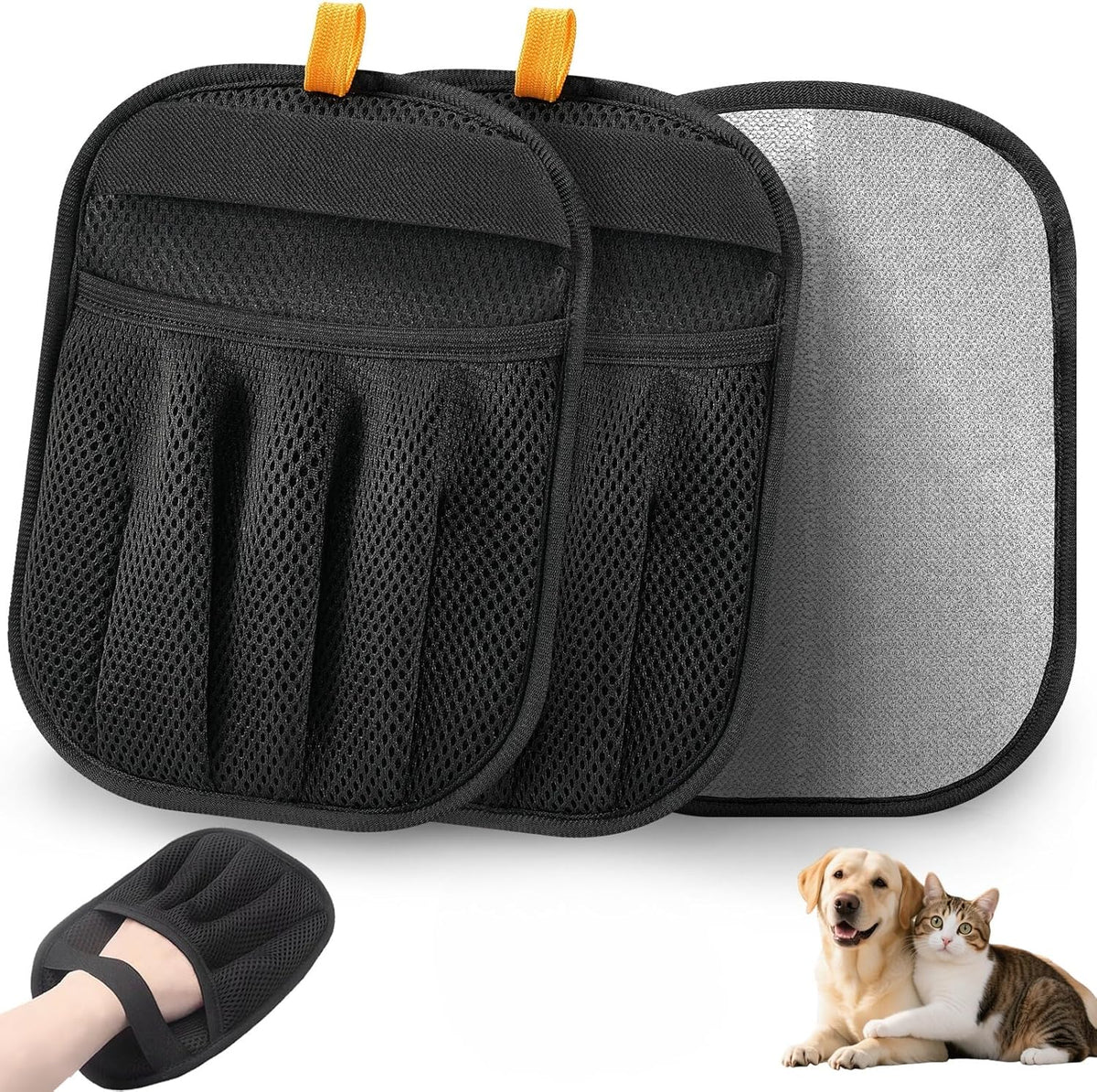 2Pcs Pet Hair Removal Glove for Cats & Dogs, 2025 Newly Upgraded Five-Finger Electrostatic Pet Hair