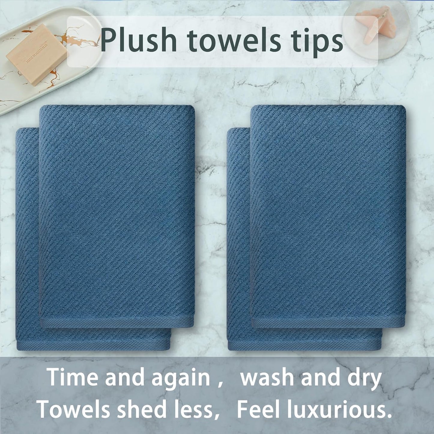 VOOVA & MOVAS Bath Towels Set of 4, Large 30" x 56" - 100% Cotton | Thick | Lightweight | Soft |