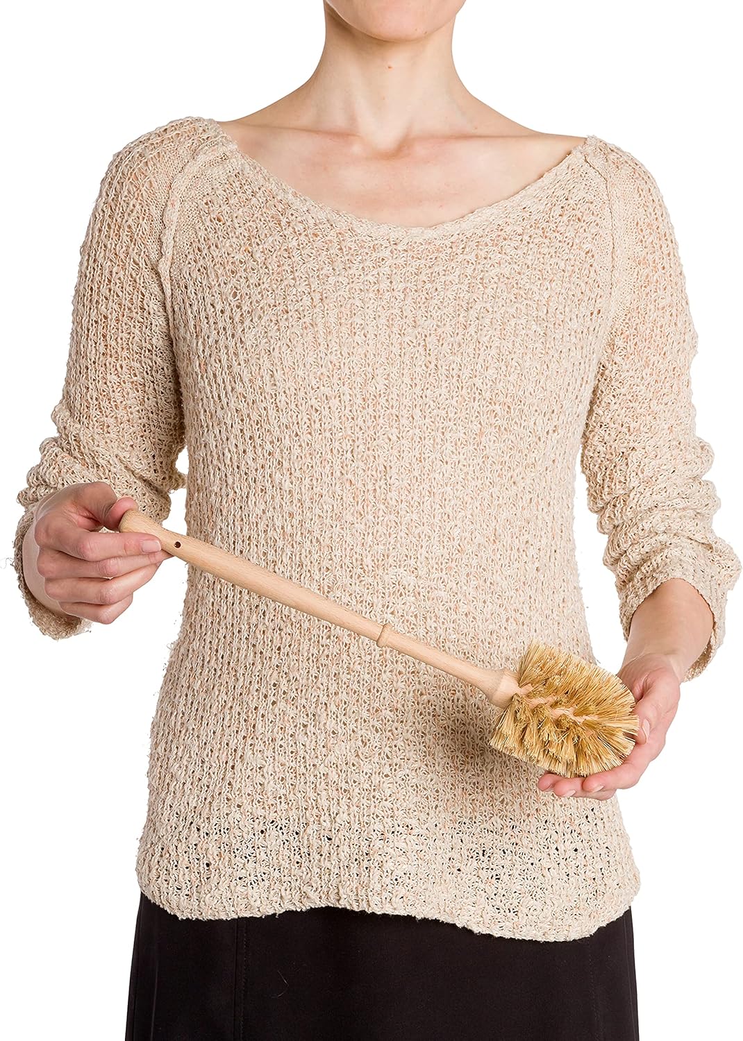 REDECKER Stiff Union Fiber Toilet Brush with Untreated Beechwood Handle - 14-1/2-inches - Made in