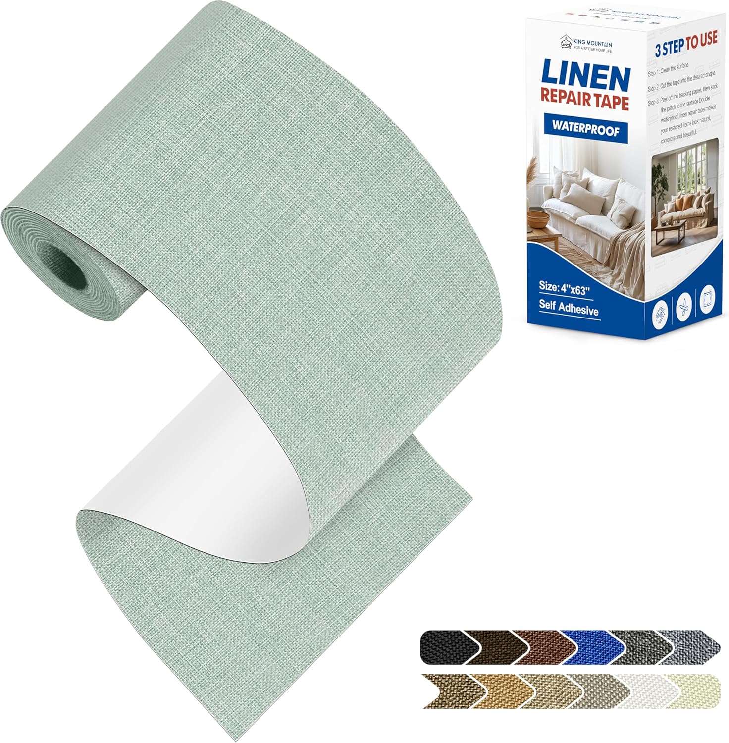 KING MOUNTAIN Linen Repair Patches, Self-Adhesive Fabric Patches, 4 X 63 inch Extra Size, Multi