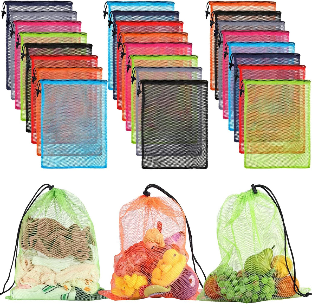 13"X15.5" 100Pcs Mesh Laundry Drawstring Bag Nylon Drawstring Gym Bag with Cord Lock Closure
