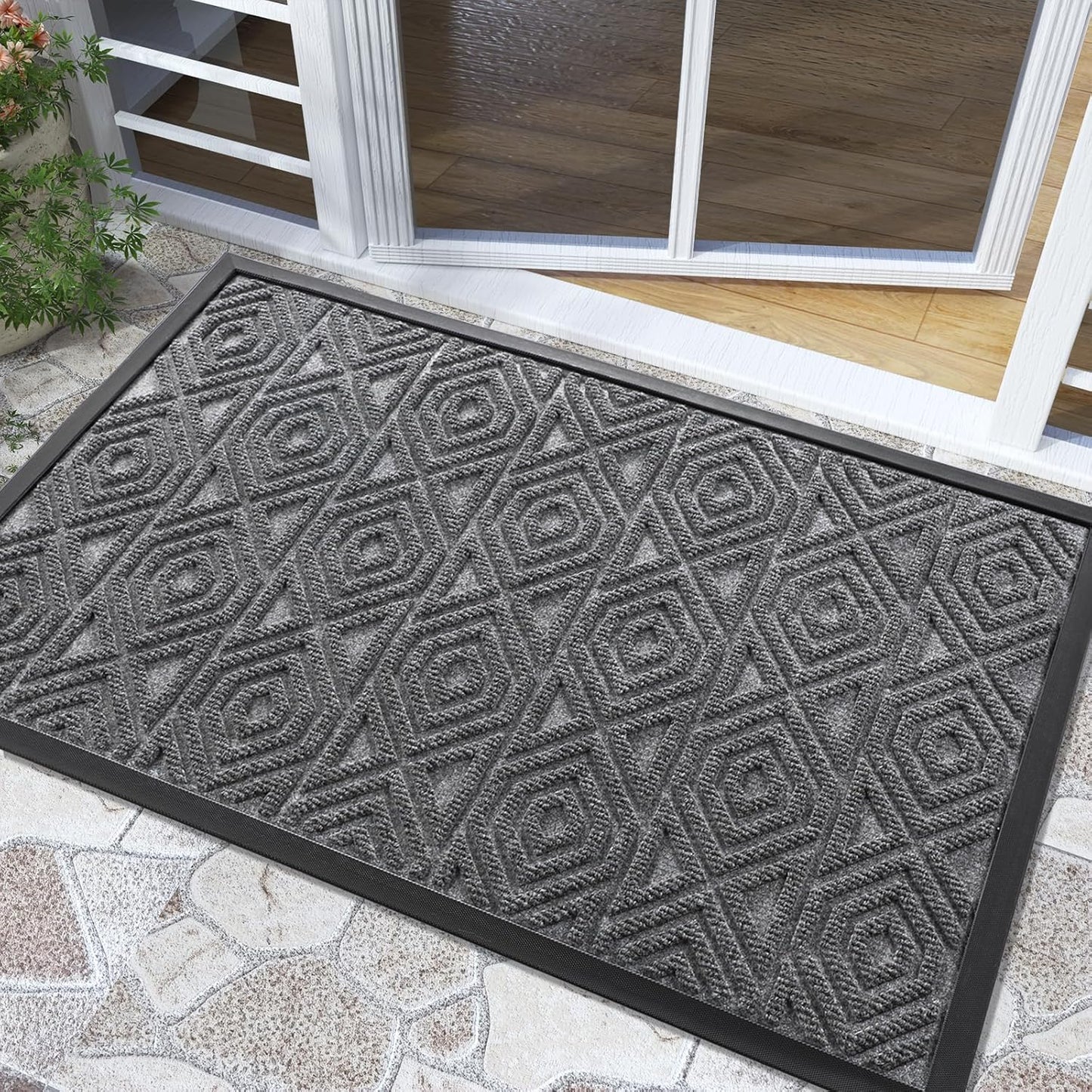 Yimobra Door Mat, Outdoor Indoor Entrance Welcome Mat, Heavy Entry Front Door Mat, Stain & Fade