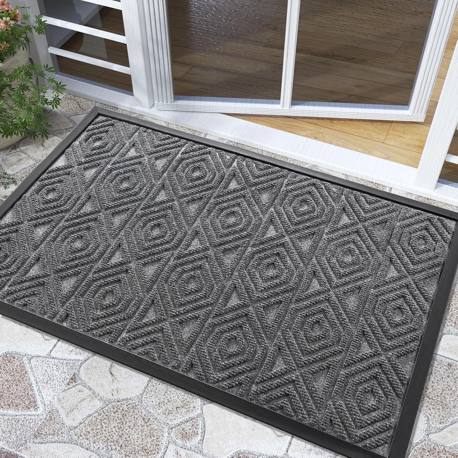 Yimobra Door Mat, Outdoor Indoor Entrance Welcome Mat, Heavy Entry Front Door Mat, Stain & Fade