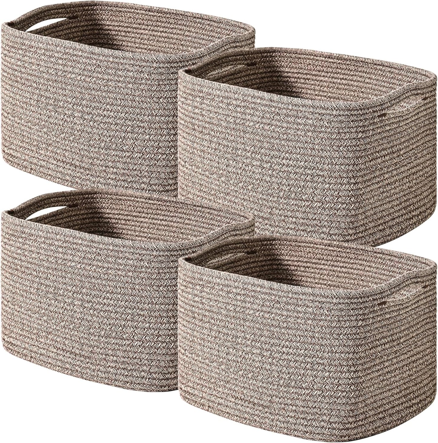 Storage Baskets for Shelves Organizing, Woven Cotton Rope Baskets for Storage, Book Basket