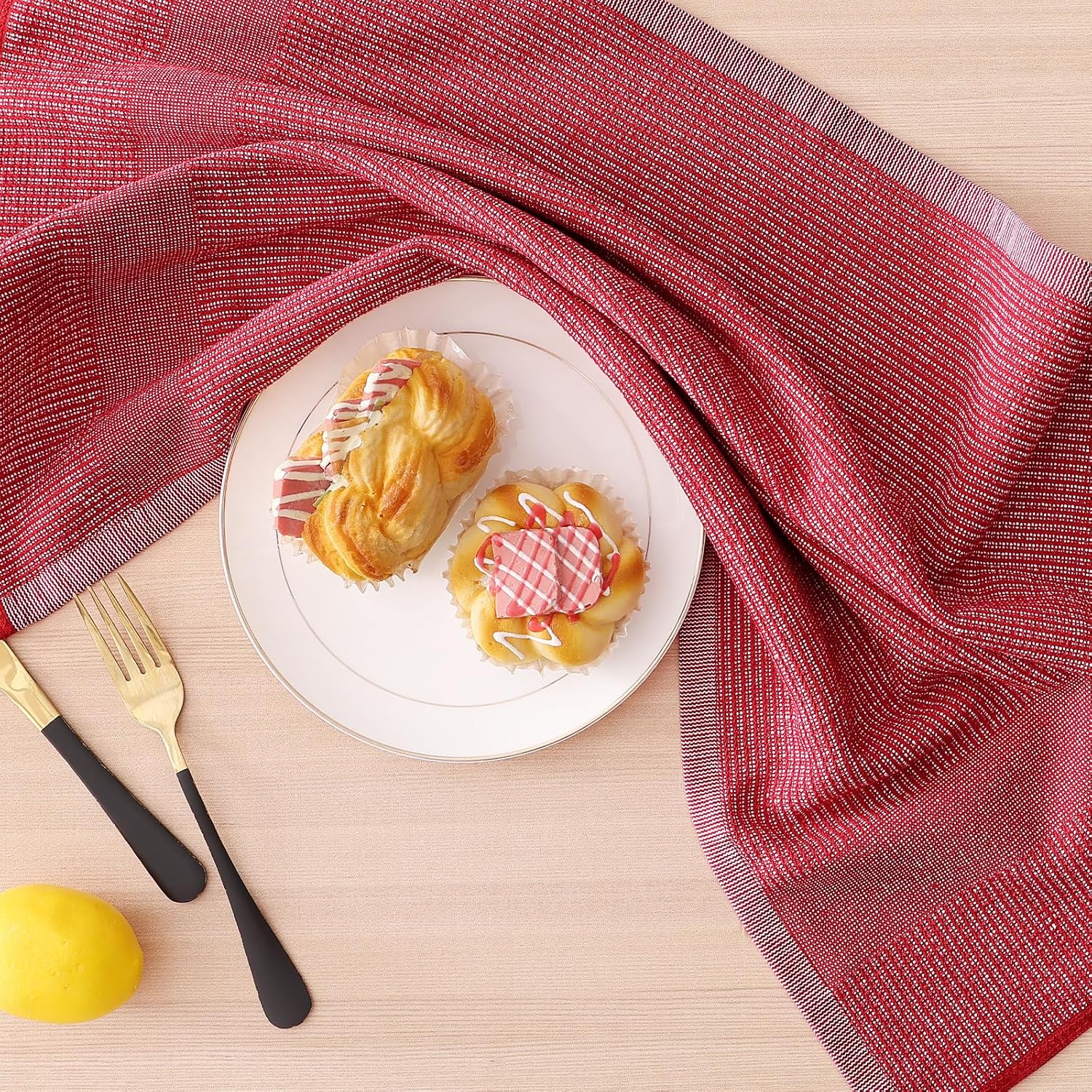 Homaxy Premium Kitchen Towels(18”x 28”, 6 Pack), Large Cotton Kitchen Hand Towels, Flat and Terry