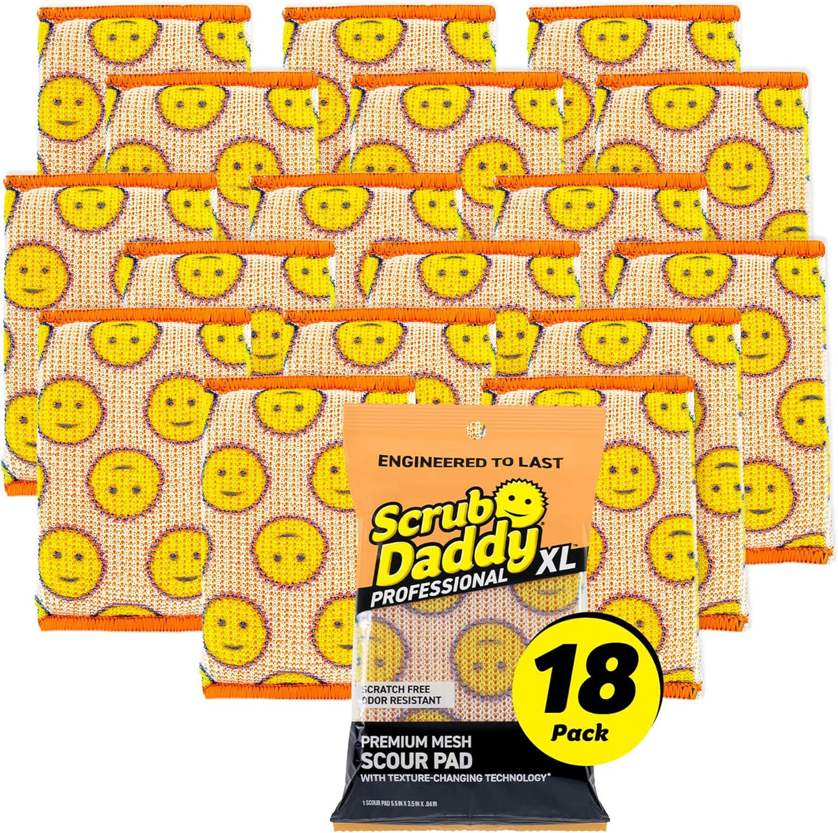 Scrub Daddy Scour Daddy XL - Large Heavy Duty Sponge & Non Scratch Scouring Pad - 18 Pack of Bulk