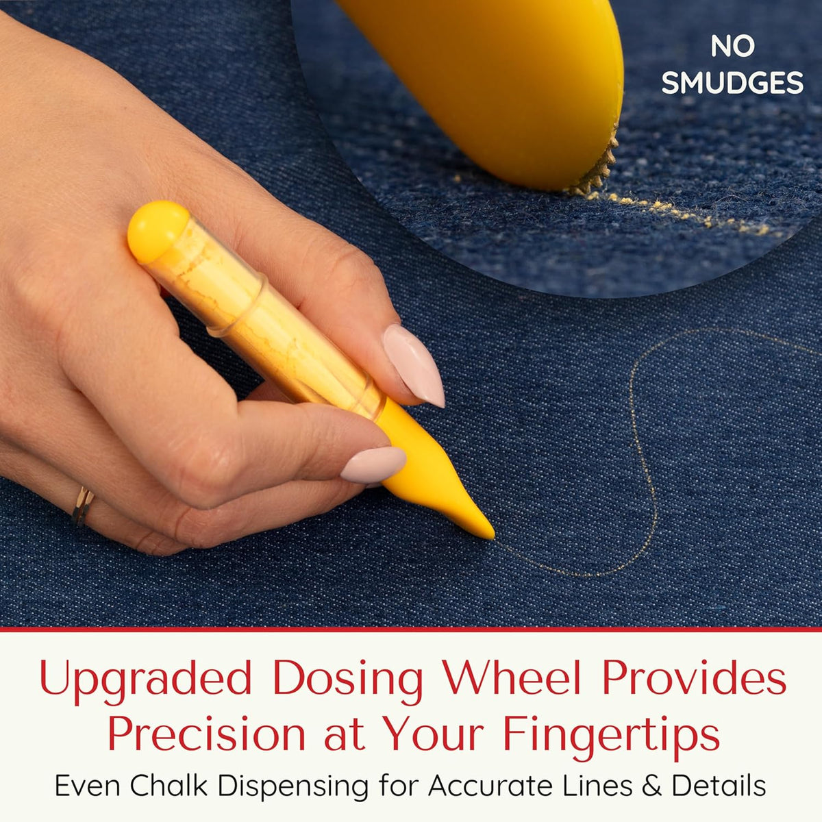 Fabric Markers for Sewing ??Ergonomic Tailors Chalk Pen with Improved Dosing Wheel for Sharp Lines