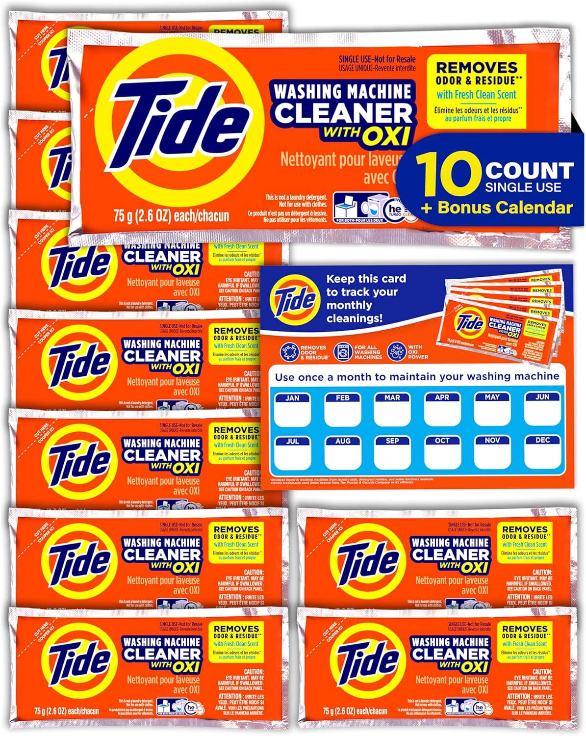 Tide Washing Machine Cleaner, Washer Machine Cleaner with Oxi for Front and Top Loader Washer