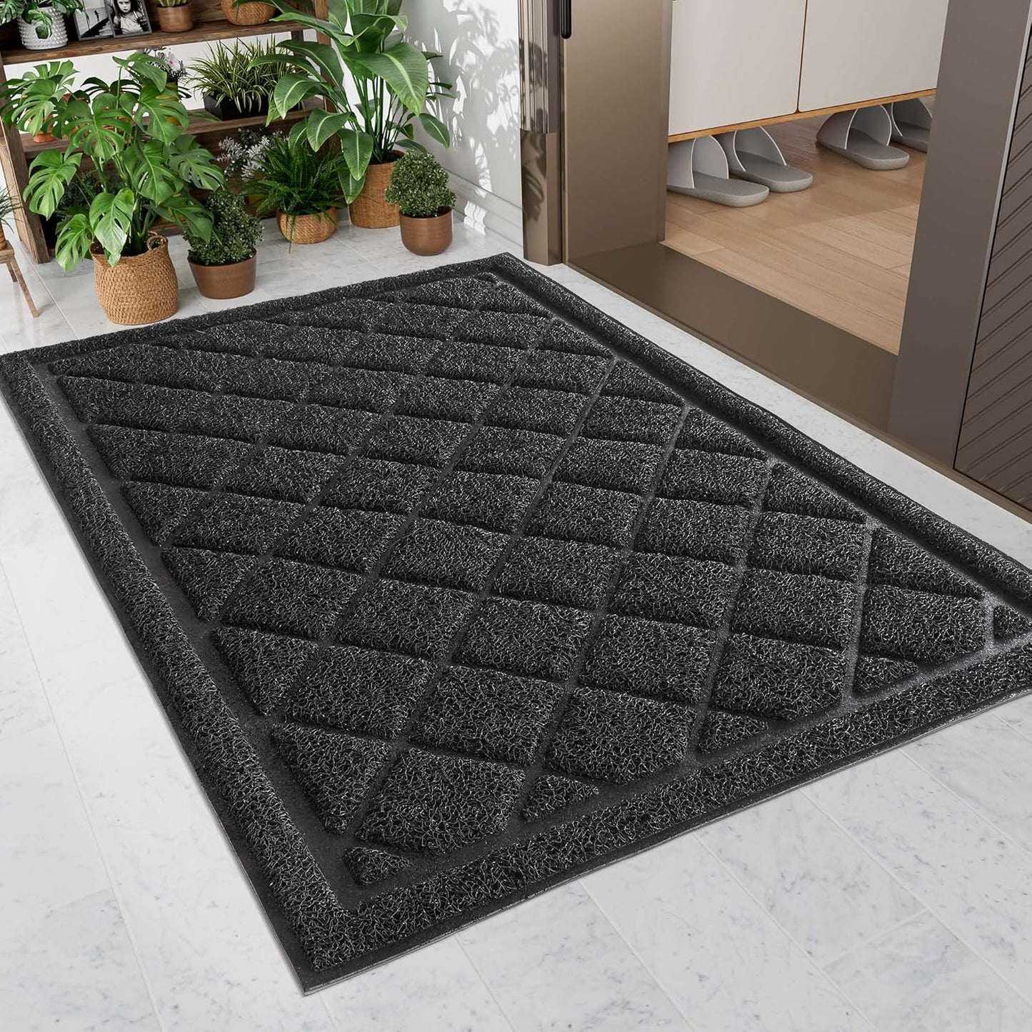 Front Door Mat Indoor Outdoor Entrance, 36" x 60" Heavy Duty All-Season All-Weather Waterproof