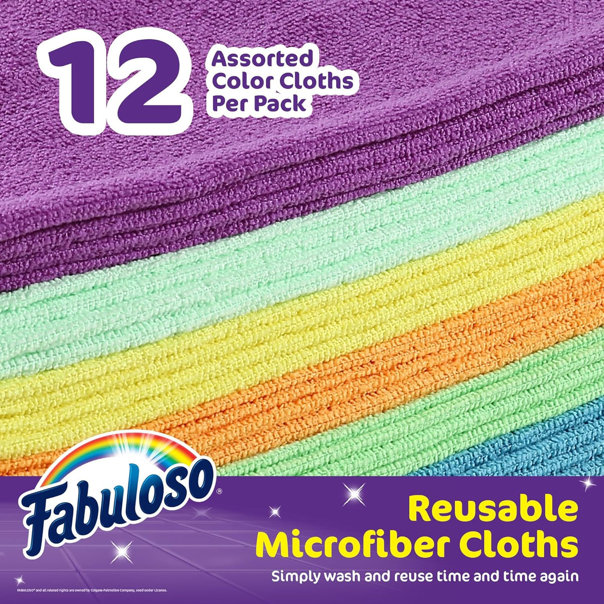 Fabuloso Microfiber Cleaning Cloths, Rainbow - Lint-Free, Scratch-Free Cleaning Cloths for Surfaces