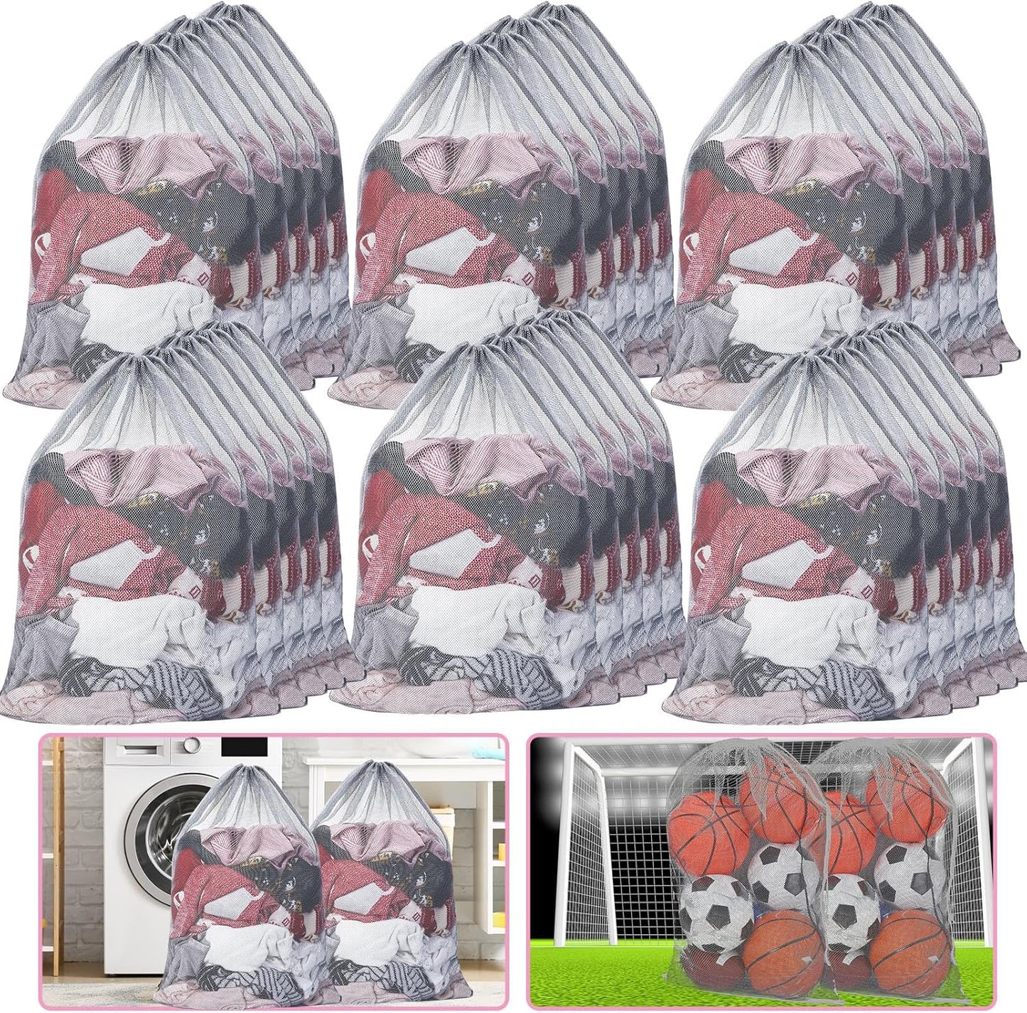 Berlune 30 Pack 24 x 36 Inches Large Mesh Bags for Laundry, Wash bags, Sturdy Mesh Material Closed