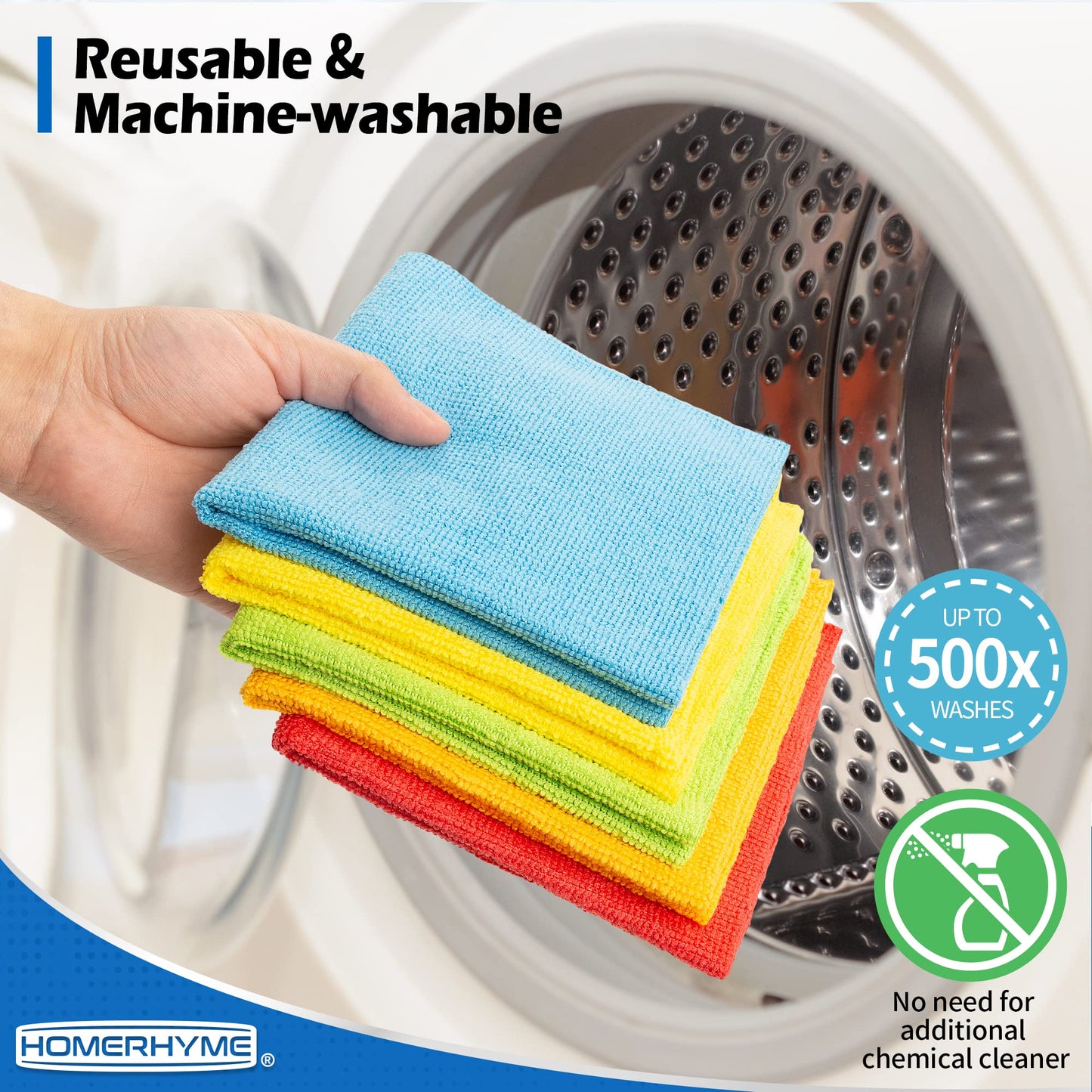 HOMERHYME Microfiber Cleaning Cloth, 100 Pack Cleaning Rags Microfiber Towel Bulk Absorbent