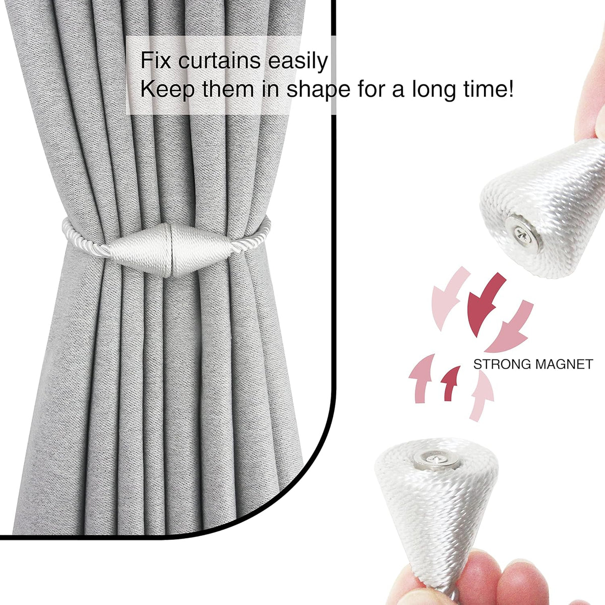 4 Pack Magnetic Curtain Tiebacks Rope Modern Handmade Curtain Tie Backs Decorative Drapes Weave