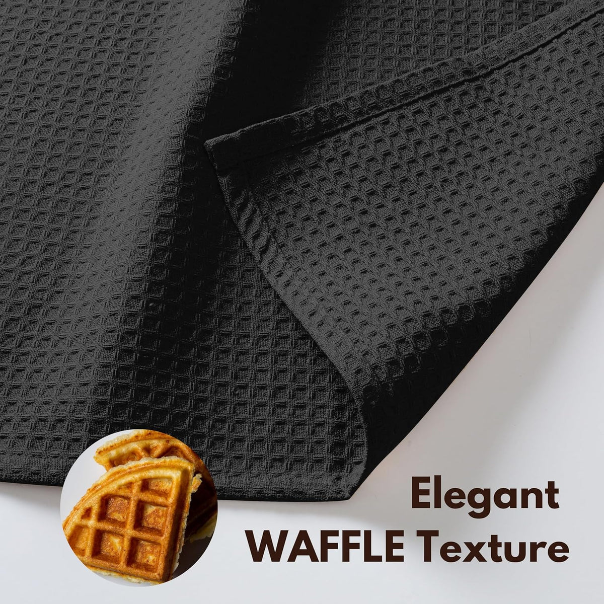 Native Fab Cotton Kitchen Towel with Hanging Loop 16x26 inches, 4-Pack, Waffle Weave Kitchen Towels