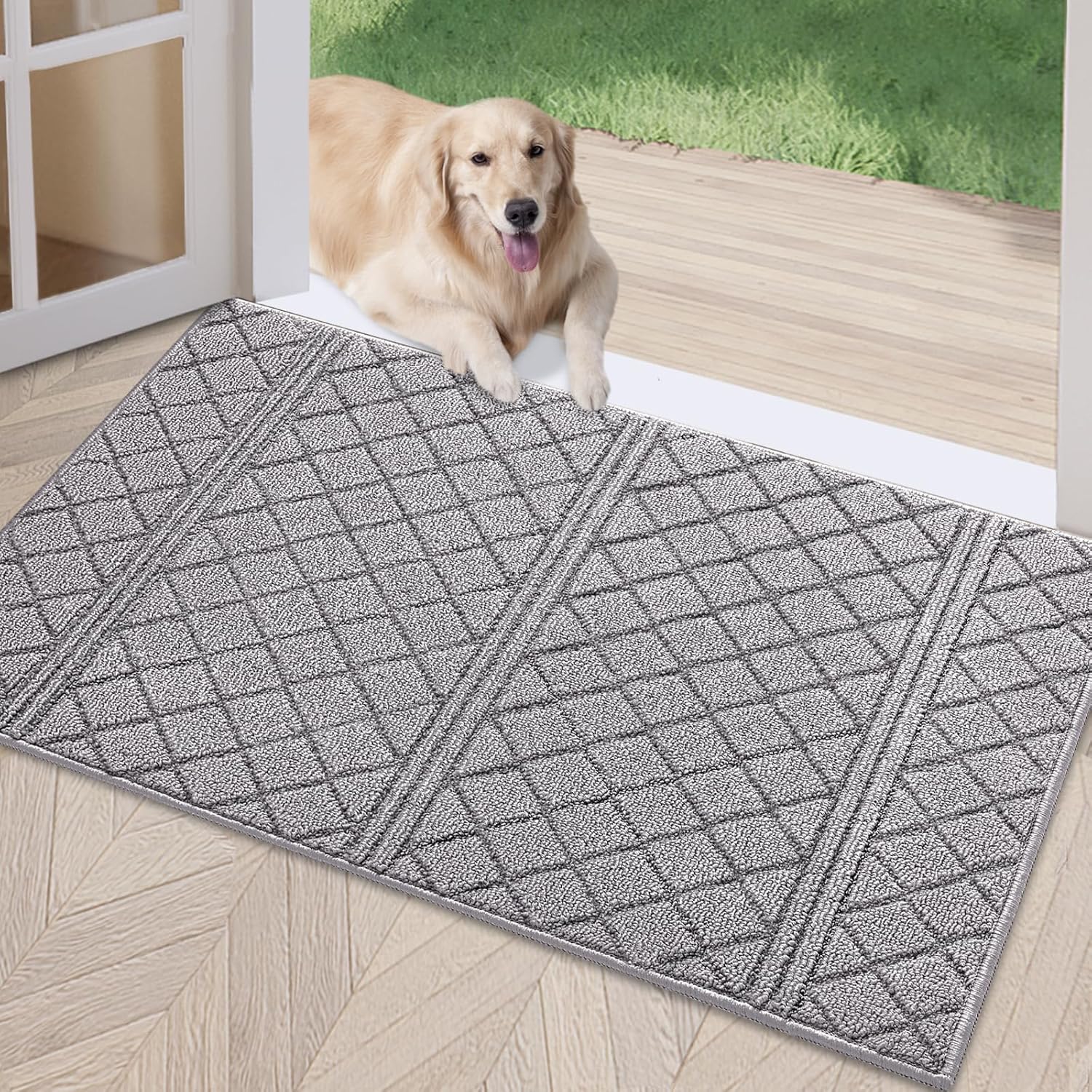 REFETONE Indoor Doormat, Front Back Door Mat 16"x24" Absorbent Rubber Backing Non Slip Door Mats