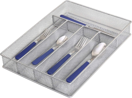 YBM Home Metal Silverware Organizer for In-Drawer Cutlery Storage, 5 Compartment Mesh Cutlery