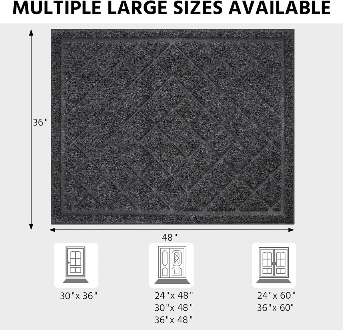 Front Door Mat Indoor Outdoor Entrance, 36" x 48" Heavy Duty All-Season All-Weather Waterproof
