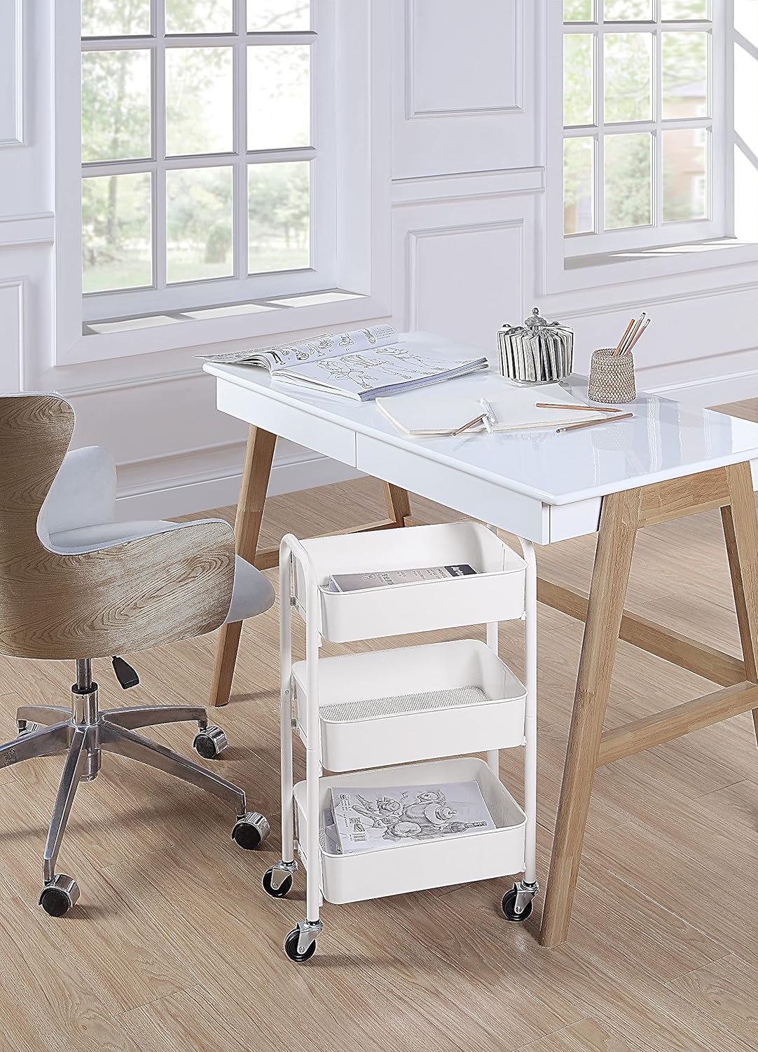 SunnyPoint 3-Tier Delicate Compact Rolling Metal Storage Organizer - Mobile Utility Cart