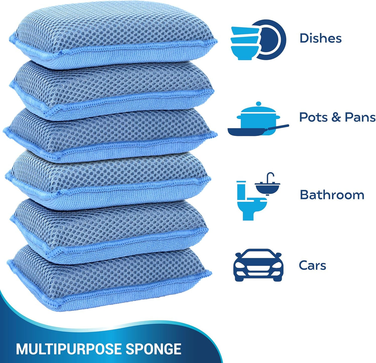 Miracle Microfiber Kitchen Sponge by Scrub-It (6 Pack) - Non-Scratch Heavy Duty Dishwashing