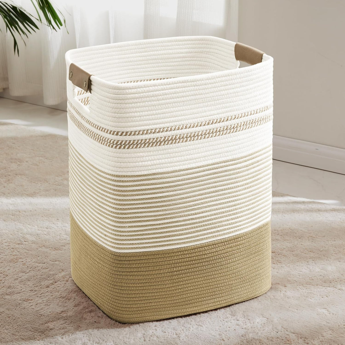 85L Tall Laundry Hamper with Handles for Living Room Storage, Extra Large Woven Rope Baskets Bin
