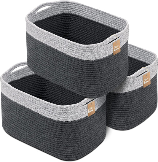 CHAT BLANC Cotton Rope Baskets for Organizing I Storage Baskets for Shelves | Rope Basket for