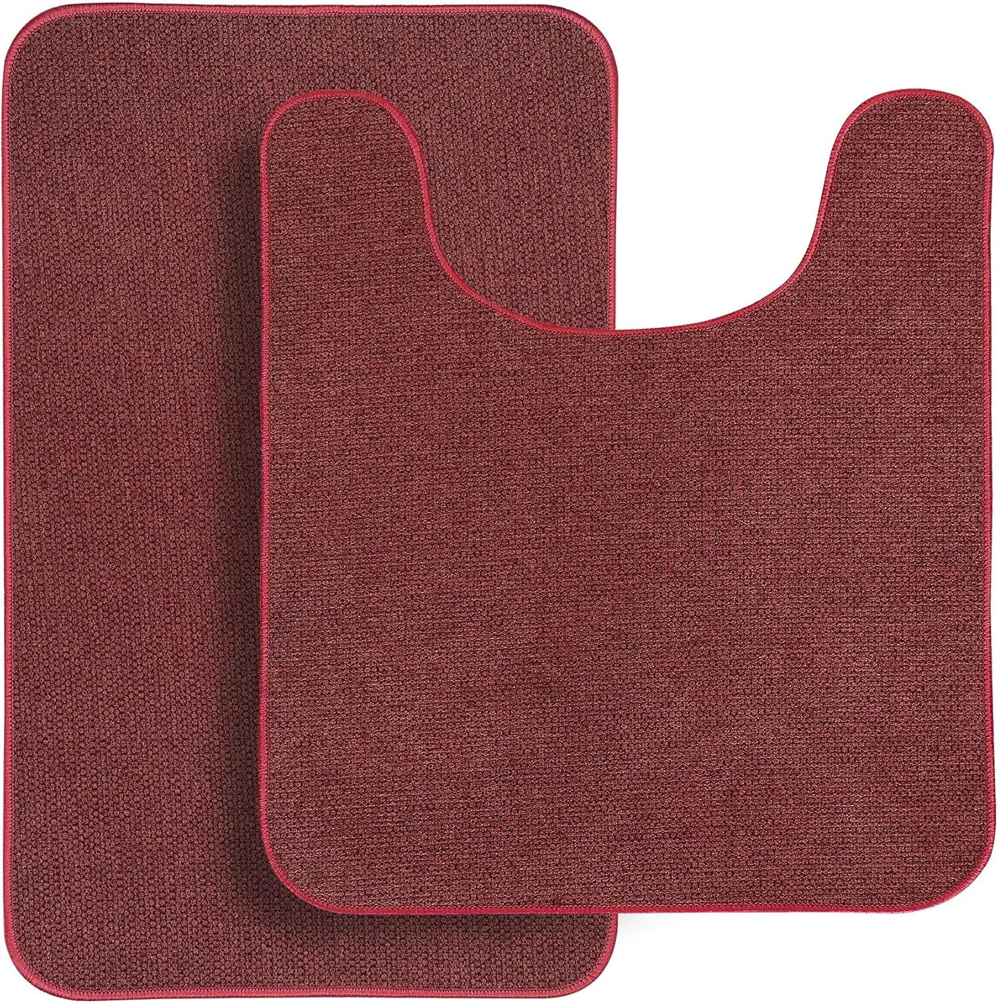 Bathroom Rugs Set 2 Pieces,Thin Bathroom Mats,Toilet Rugs,Quick Dry,Non-Slip,Machine Washable,Low