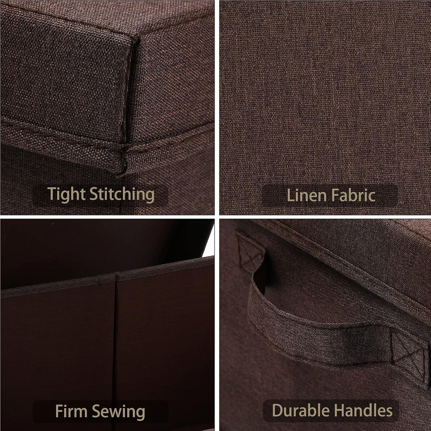 HOONEX Linen Foldable Storage Bins with Lids, 2 Pack, Storage Boxes with Carrying Handles and