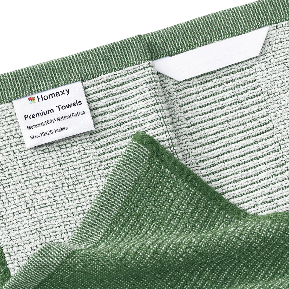 Homaxy Premium Kitchen Towels(18”x 28”, 12 Pack), Large Cotton Kitchen Hand Towels, Flat and Terry