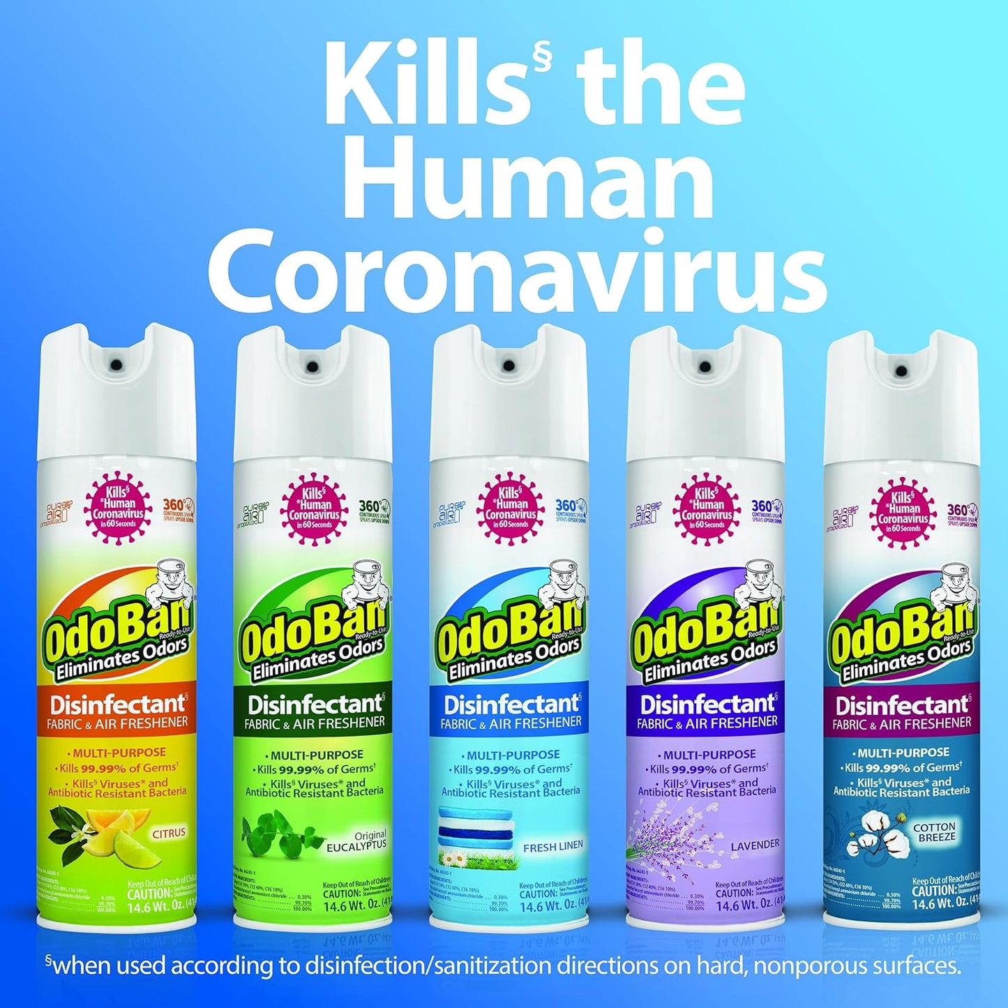 OdoBan Ready-to-Use 360-Degree Continuous Spray Disinfectant and Harsh Aroma Eliminator, Fabric and