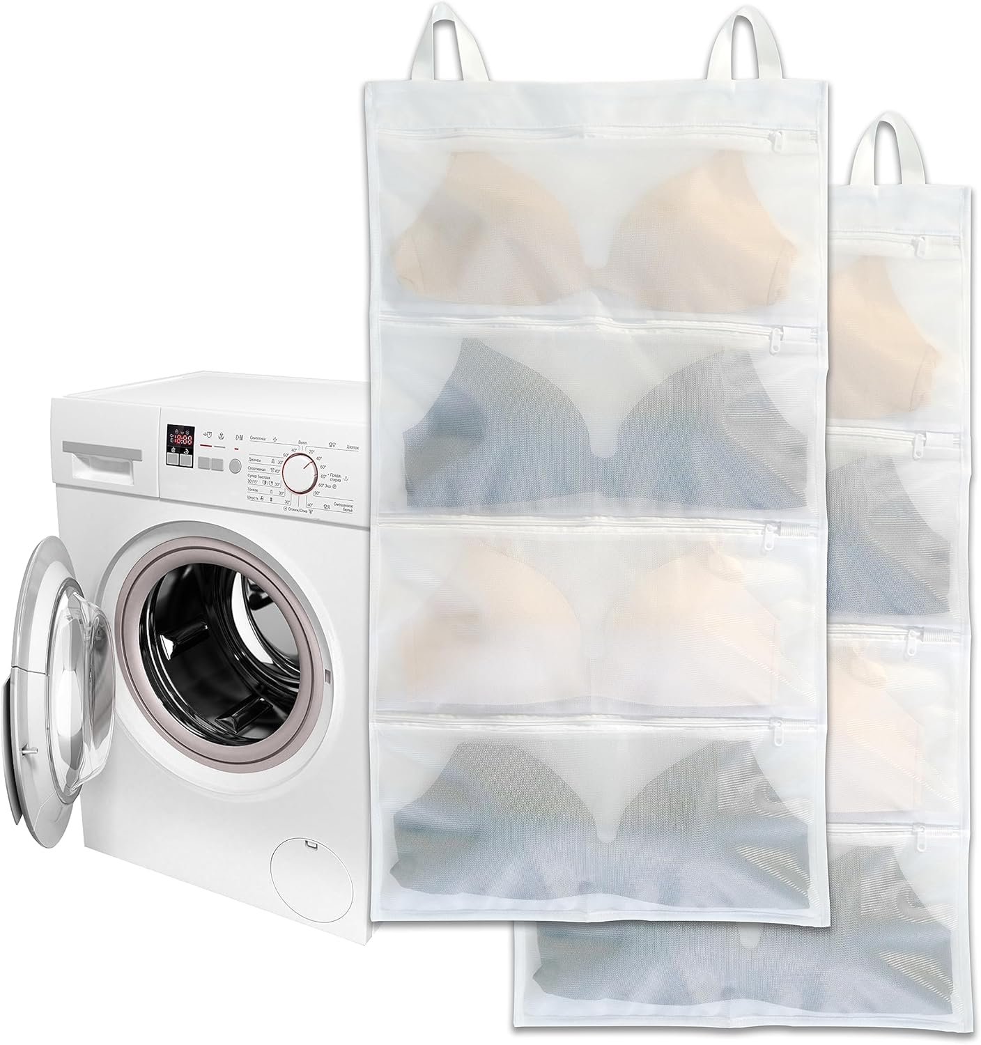 Bra laundry bags for washing machine, 2pc, Holds 8 D-F cups sizes, Cleans, Drys, Storage and