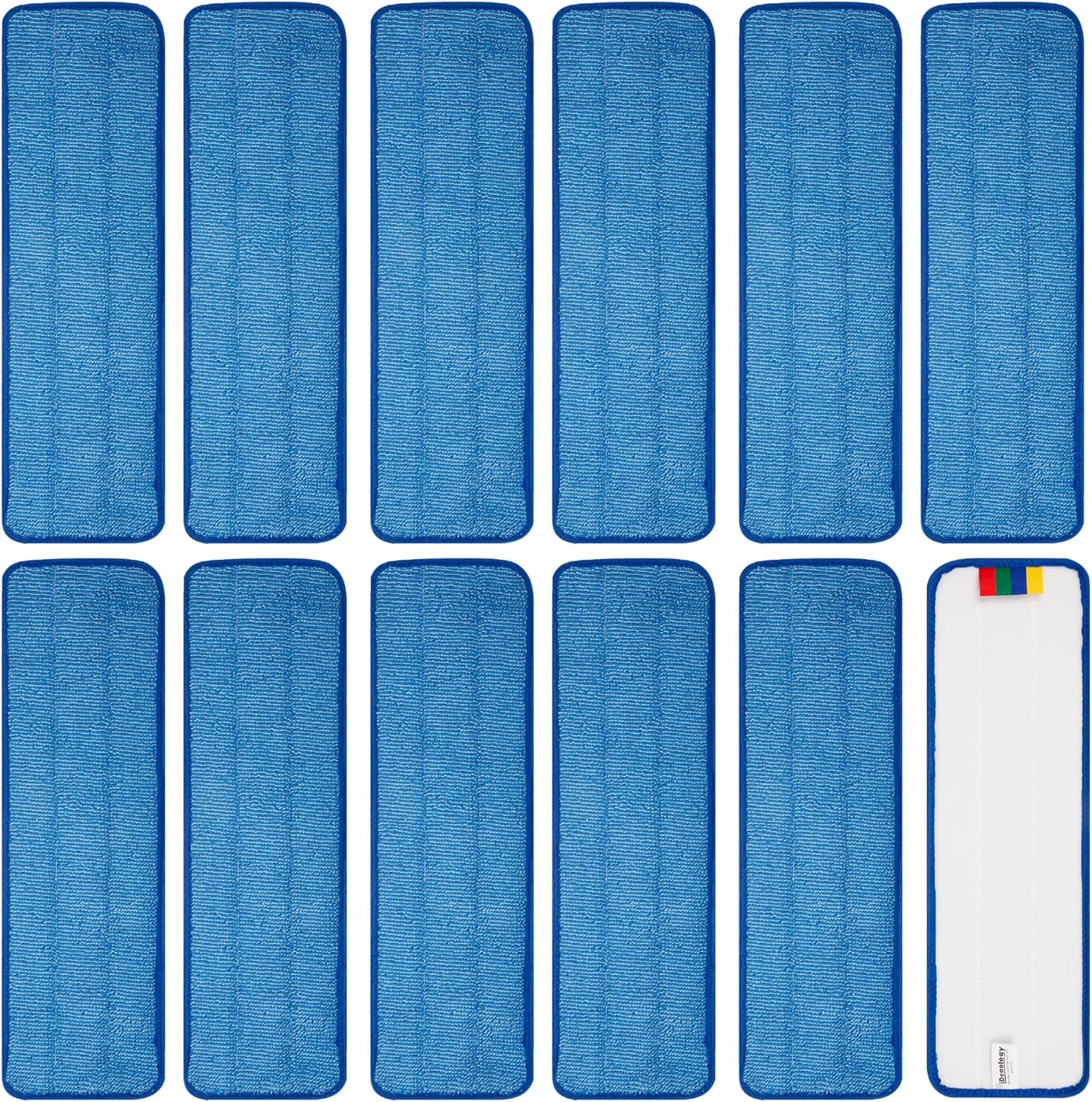 12 Pack Replacement Microfiber Pad - Thick - Universal Commercial 17-18 Inch Mop Head- Heavy Duty