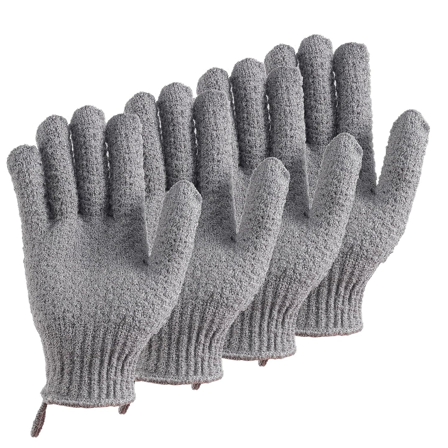 Bath Exfoliating Gloves - 2 Pairs of Lengthened and Large Scrubbing Gloves for Shower, Spa, and