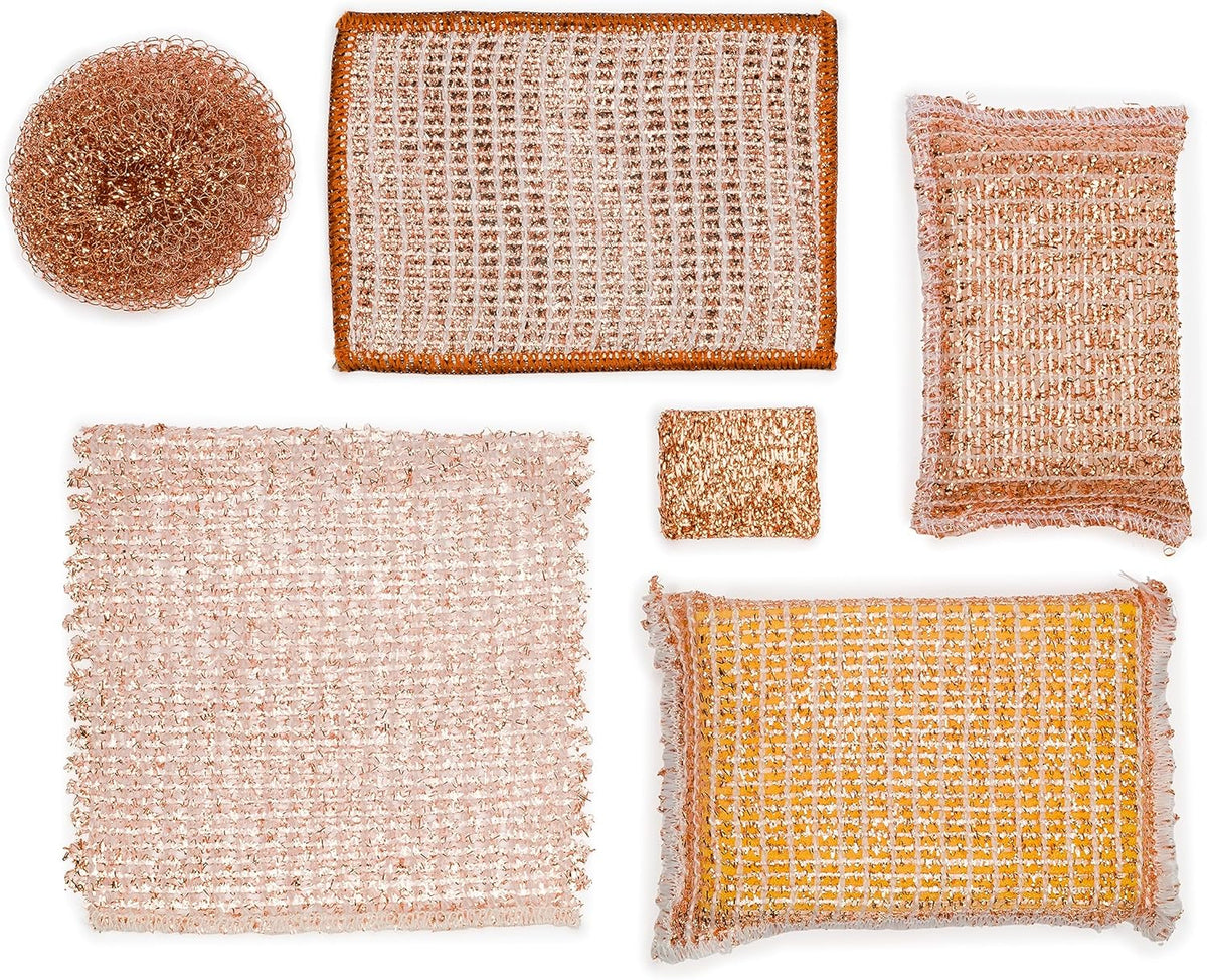 Redecker Real Copper Pot Scrubbers – Double-Layer Copper Scouring Pads for Pots, Pans, Dishes &