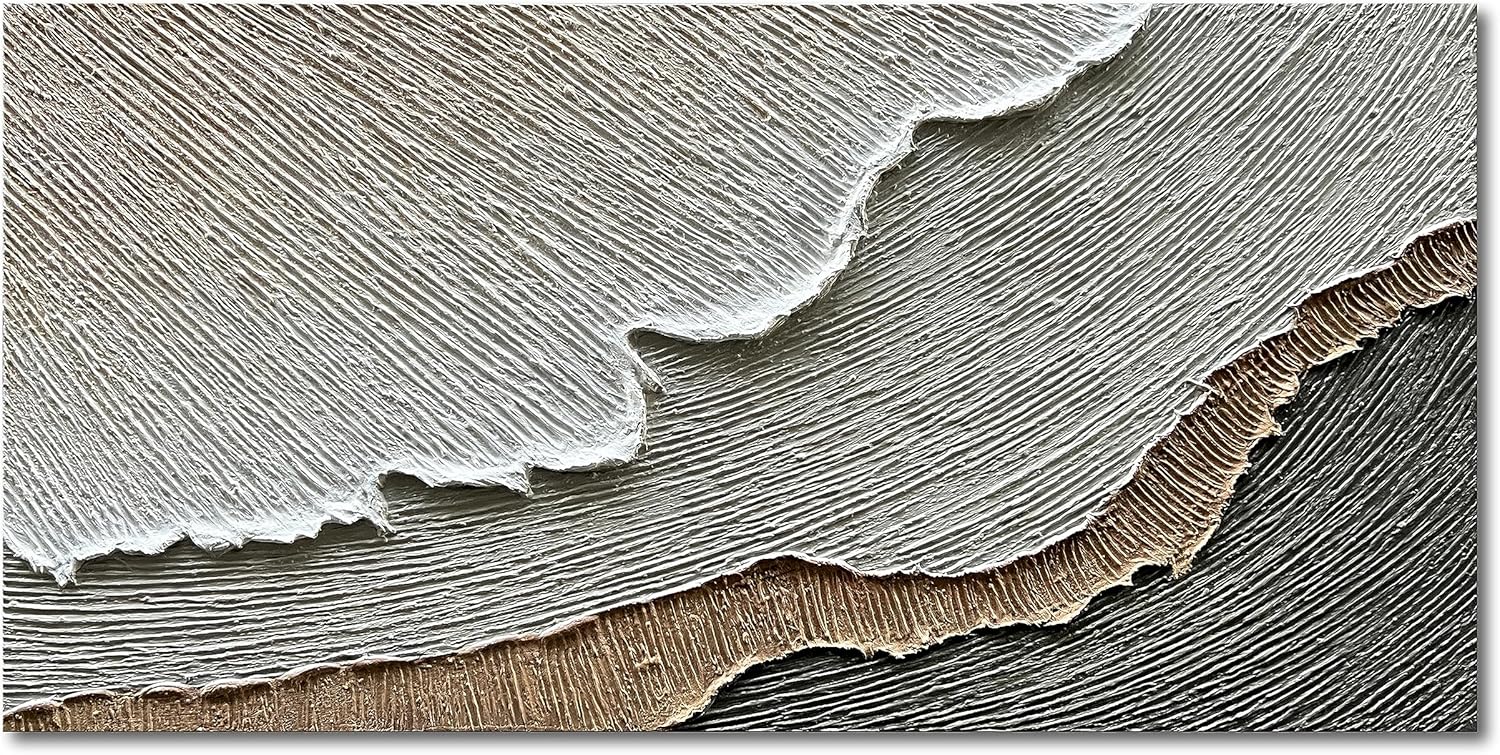 NANKAI Thick Texture Abstract Oil Painting Hand-Painted Beach Wave Landscape Oil Painting Family
